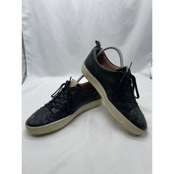 Ecco Shoes Black Soft Leather Lace Up Sneaker Casual Golf WMN 41 US 10 - Picture 7 of 11